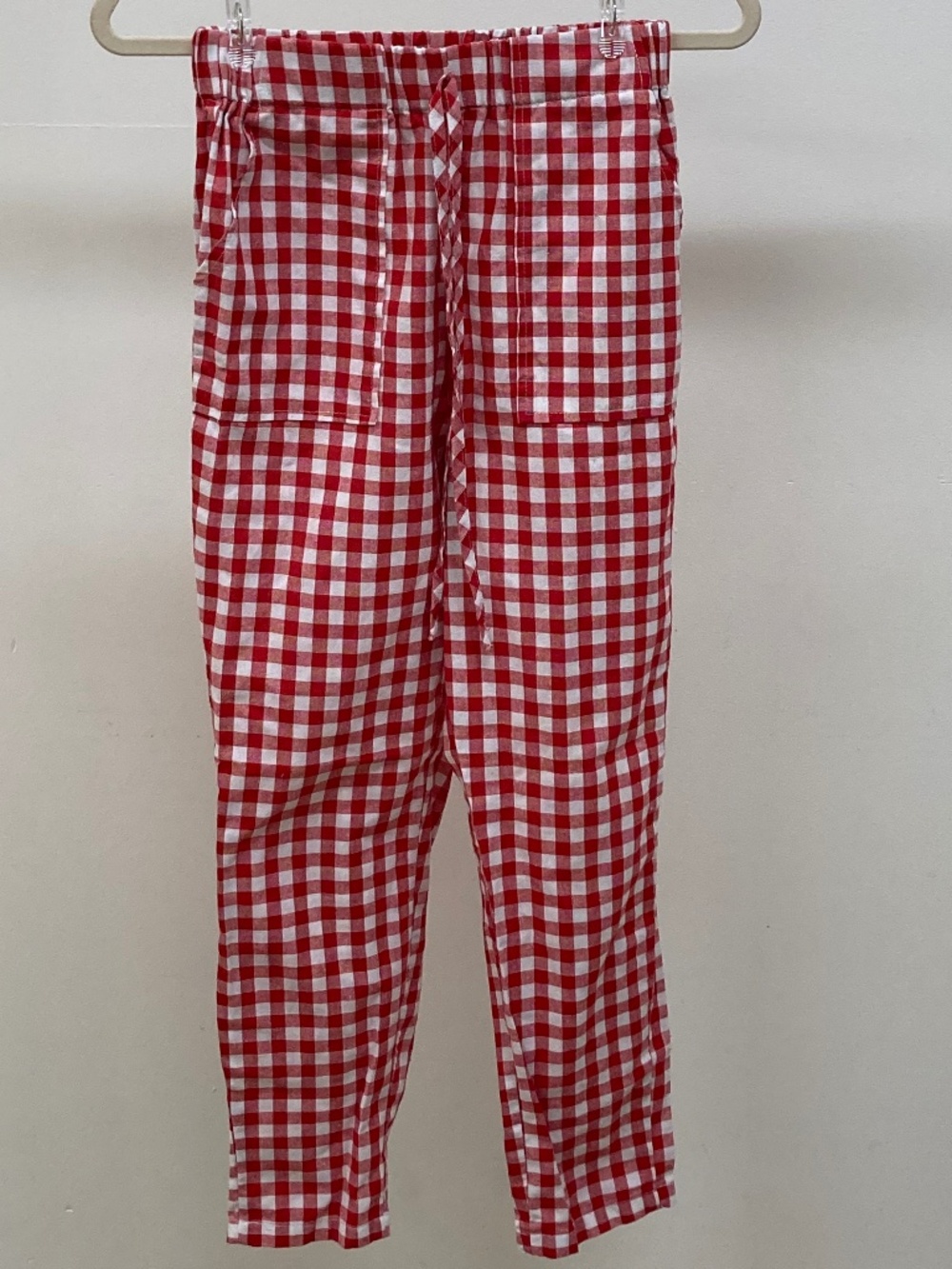 Red & White Gingham Drawstring Pants (Slim Fit)